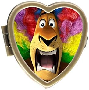 Custom Alex Madagascar 3 Europe's Most Wanted Particular Bronze Two Compartment Pocket/Purse/Travel Heart Shaped Pill Box Case From ShangRa