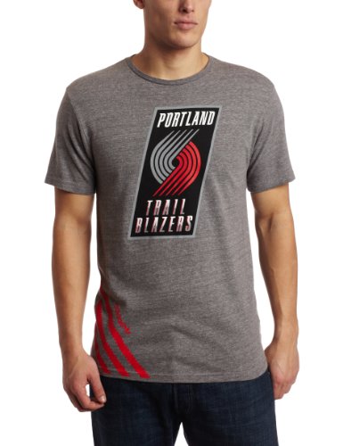 NBA Men's Portland Trail Blazers Originals Court Series Big Stripes Tri-Blend Short Sleeve Jersey Tee (Grey Heathered, Large)
