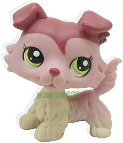 Littlest Pet Shop Collie Mauve &amp; Yellow With Green Eyes Figure Toy #1723A