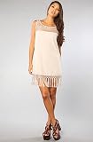 BB Dakota Flapper Style Moira Dress with Fringe and Crochet Detail
