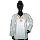 Girls Embroidered Om Yoga Tops White Meditation Tunics Kurtis Cotton L