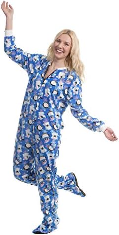 Fun Footies - Ladies Penguins and Polar Bears Blanket Sleeper, Blue 36746-Small