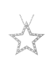 Diamond Star Pendant Necklace 1/8 Carat (ctw) in Sterling Silver with Chain
