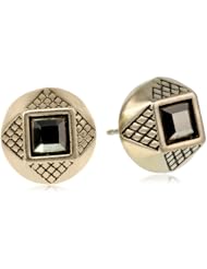 Sam Edelman Square Stone Round Matte Hematite Colored Stud Earrings