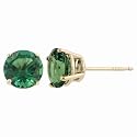 14k Yellow Gold 6mm Round Lab Created Emerald 4-Prong Stud Earrings