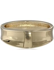 Kenneth Cole New York "Shiny Metals" Gold Sculptural Hinged Bangle Bracelet, 7.5"