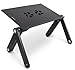 Lavolta Adjustable Vented Laptop Table Aluminium Notebook Desk Portable Stand Tray with Mouse Board and CPU Fan Cooling Pad - Black