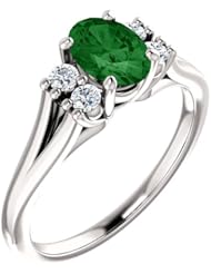 14K White Gold 7.00x5.00mm Oval Cut Chrome Tourmaline and Diamond Ring -- LIFETIME WARRANTY