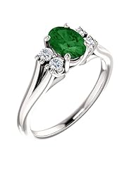 10K White Gold 7.00x5.00mm Oval Cut Chrome Tourmaline and Diamond Ring -- LIFETIME WARRANTY
