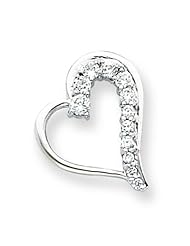 925 Sterling Silver Heart Love White CZ Journey Pendant