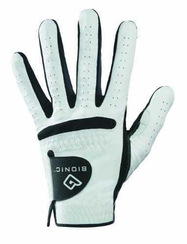 Bionic men s relaxgrip left hand golf glove, white/black, medium/…