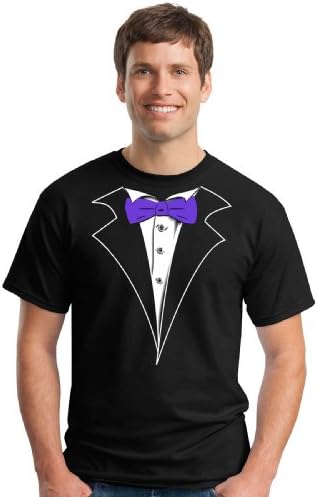 Classic Tuxedo T-Shirt with Purple Tie- XLarge,Black