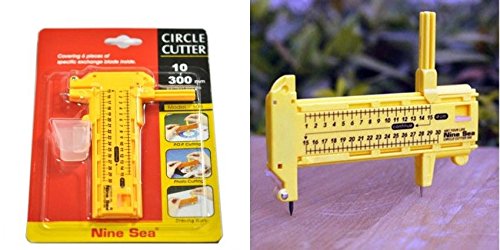 Nine Sea Compass Circle Cutter Diameter 1cm - 30cm with 6 Spare Blades + 3 Leads Art Crafrt