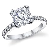 1.00 Ct Princess Cut Natural Genuine Diamond Engagement Anniversary Certified Ring 14K Solid White Gold(0.50 Ct Center E-F/VS2-SI1)