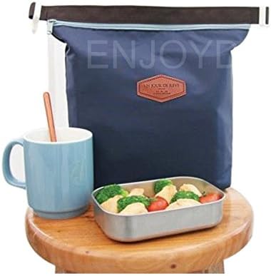 Enjoydeal Portable Waterproof Thermal Insulated Lunch Bag Tote Carry Storage Picnic Pouch Bag (Navy)