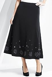 Calf Length Stripy Ruffled Skirt