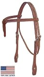Kontted Headstall Leaf Tooled Double USA Leather