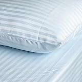 IVANKA Bed Sheet Set 100% Egyptian Cotton Sateen Stripe 400 Thread Count.(Light blue) Full