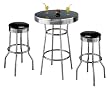3pcs Retro Fountain Style Black & Chrome Finish Bar Table & 2 Stool Set