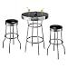 3pcs Retro Fountain Style Black & Chrome Finish Bar Table & 2 Stool Set