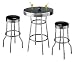 3pcs Retro Fountain Style Black & Chrome Finish Bar Table & 2 Stool Set