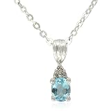 Sterling Silver Oval Shaped Blue Topaz Pendant, 18.5 41K52R3KADL. SL160 Sterling Silver Oval Shaped Blue Topaz Pendant, 18.5