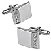 eForCity Silver Rectangle Cufflinks with 3 Rhinestones