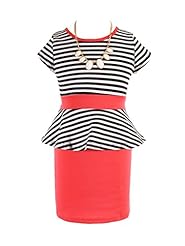 Girls Knee Length Lace Peplum  Dress