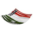 Fused Glass Plate in the Colors of Mexico, Green, Red and White w/ Iron Folding Base
