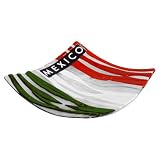 Fused Glass Plate in the Colors of Mexico, Green, Red and White w/ Iron Folding Base