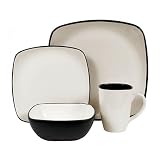 Corelle Hearthstone Stoneware Square 16-Piece Dinnerware Set, Service for 4, Royal White