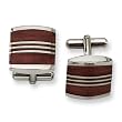 Wood and Polished Stainless Steel Cuff Links