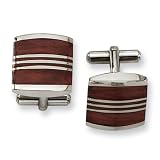 Wood and Polished Stainless Steel Cuff Links