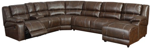 AC Pacific Miller 6-Piece Sectional Sofa, Brown