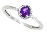 0.40ct Oval Amethyst and Diamond Gemstone Ring in 10Kt White Gold