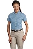 Port & Company® - Ladies Short Sleeve Value Denim Shirt (medium - chest width 21.5/sleeve 6.75, Faded Blue)