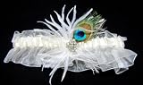 NEW Peacock and Ivory Bridal Garter Belt Set, Limited.