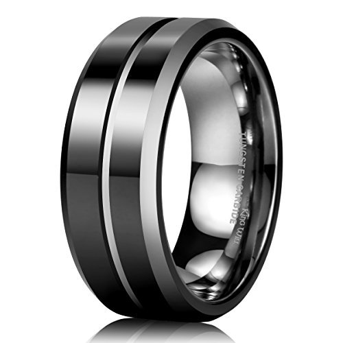 King will mens 8mm black mens tungsten ring wedding ban…