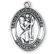 Sterling Silver St Christopher Medal and 24-inch Chain