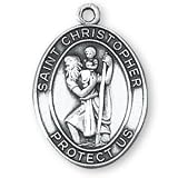 Sterling Silver St Christopher Medal and 24-inch Chain