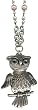 Classic Hardware Rockware Sterling Silver Plated Hoot Owl Pendant Necklace w/ Cream Pink Glass Pearls 17
