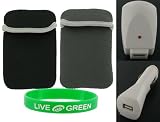 3n1 Combo Non-OEM Amazon Kindle 2 Neoprene Sleeve Case with White USB Car and Wall Charger
