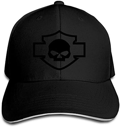 Harley Davidson Logo Skull Black Unisex Sandwich Snapback Cap Adjustable
