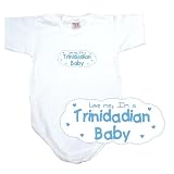 Baby Bodysuit White  Light Blue Cloud Love Me, I Am Trinidadian  Trinidad And Tobago Country