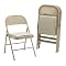 Steel Folding Chairs with Padded Seat - Light Beige (Set of 4)