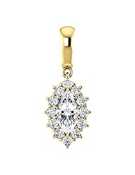 10K Yellow Gold Marquise Cut Diamond Pendant -- LIFETIME WARRANTY