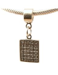 Bingo Card Sterling Silver Charm Bead for European Style Bead Bracelets Compatible with Most Brands