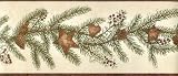 Burgundy Pine Branch Wallpaper Border
