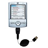 Gomadic for the PalmOne palm Tungsten T2 - Retractable USB Cable for the PalmOne Tungsten T2 with Power Hot Sync and Charge capabilities - Gomadic Brand w/ TipExchange Technology