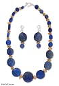 Lapis and amber jewelry set, 'Mystery' 1.2" W 19.7" L